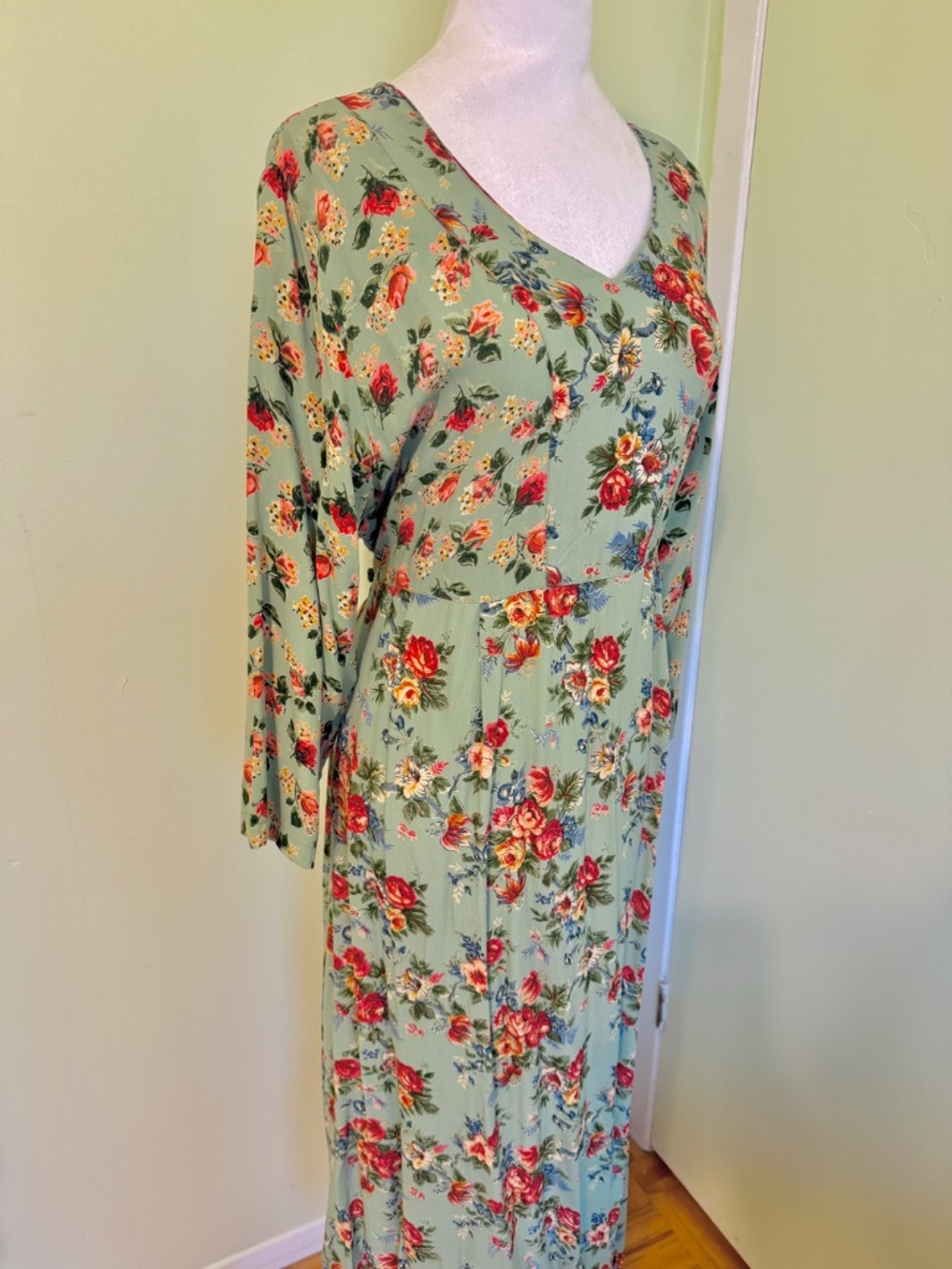 April Cornell Floral Green Dress Size L - Picture 5 of 6